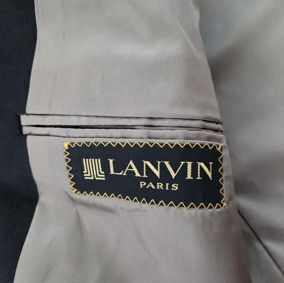 Vintage Lanvin Black Feather Suede Blazer Mort Wallin Mens 40R USA Made Luxury